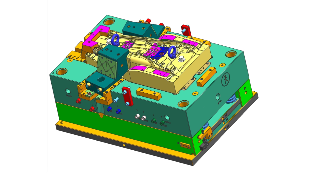 d) 模具可動側(cè)3D圖